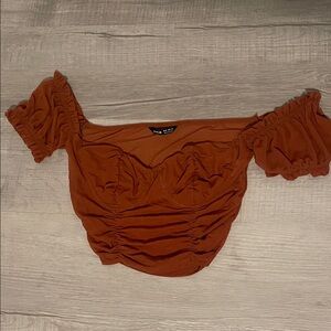 SHEIN Rust Off-Shoulder Crop Top